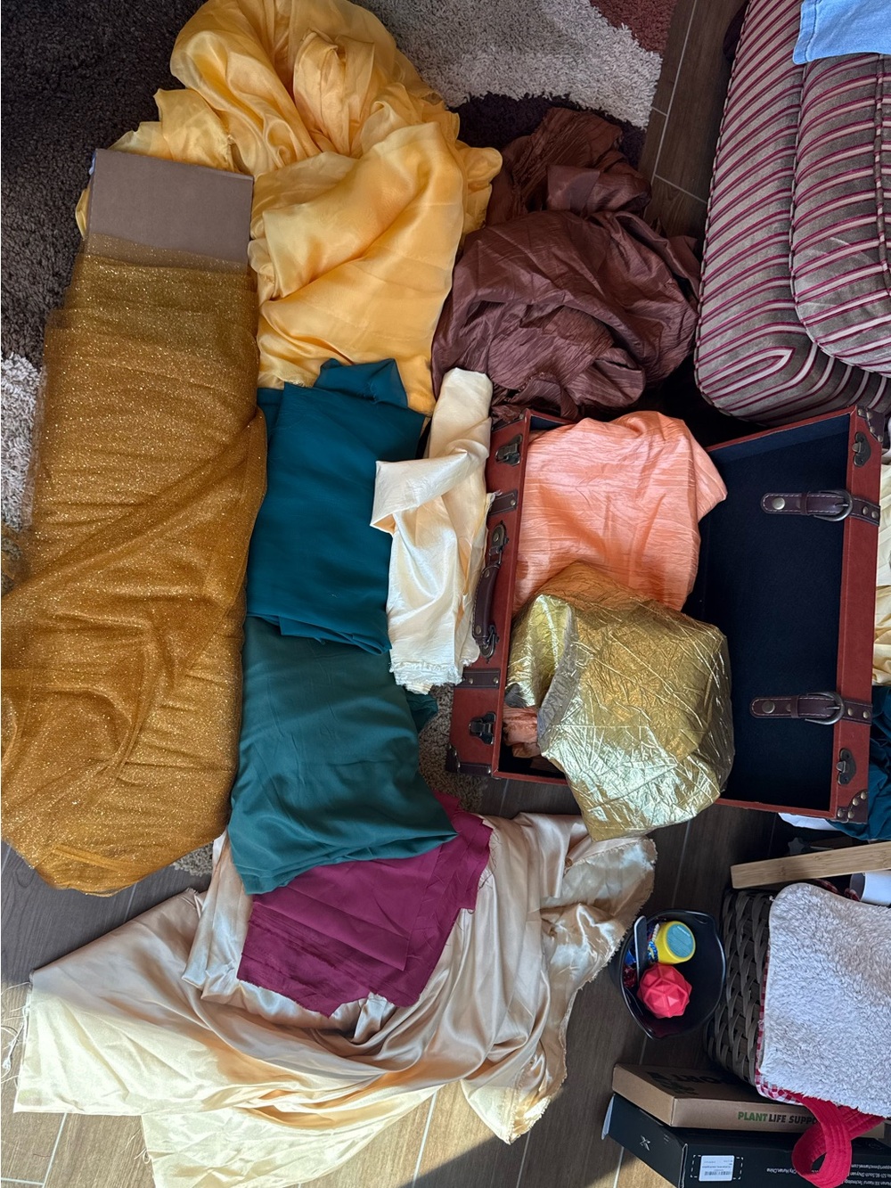 Mixed Fabric Bundle - Gold, Teal, Peach, Maroon